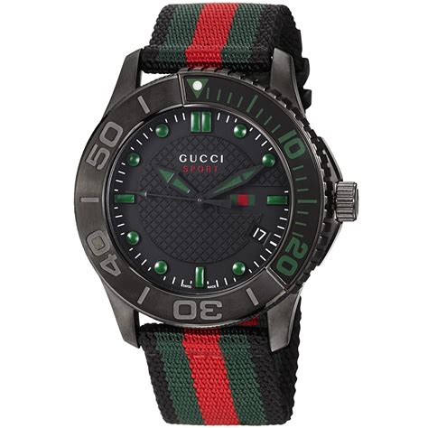 gucci men's 126 sm leather strap watch|Gucci watch women rubber strap.